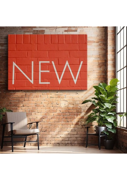 New - Turuncu Duvar Minimal Tipografi Kanvas Tablo