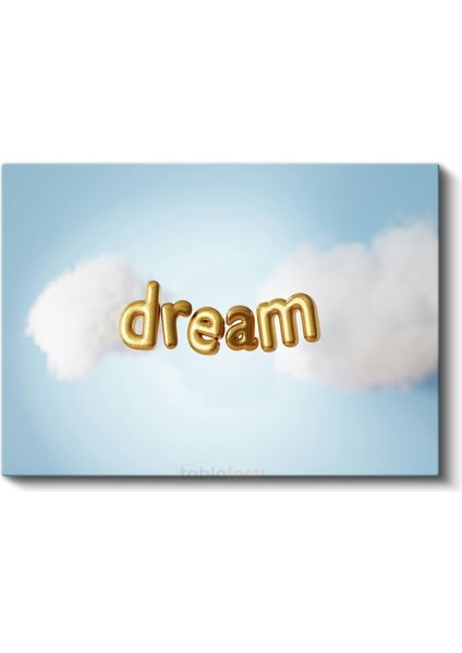 Dream - Altın Balon Harfli Gökyüzü Kanvas Tablo fiyatları