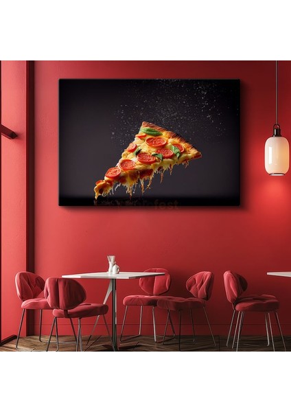 Pizza Dilimi - Eriyen Peynir ve Domates Harmonisi Kanvas Tablo