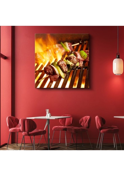 Mangal Keyfi - Ateşte Pişen Şiş Kebap Kanvas Tablo