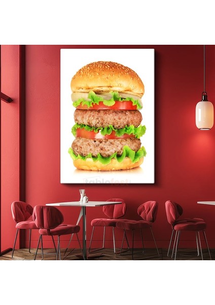 Çift Katlı Burger - Taze Sebzeli Lezzet Kanvas Tablo