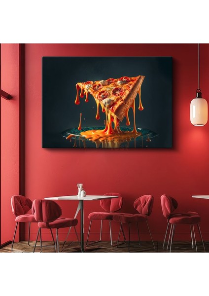 Eriyen Peynirli Pizza - Lezzetin Akışkan Hali Kanvas Tablo