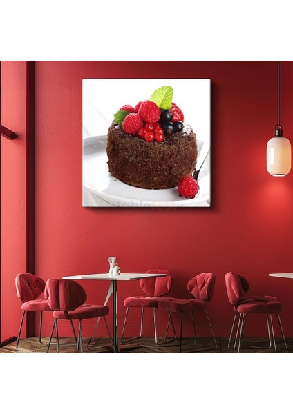 Çikolatalı Sufle - Orman Meyveli Tatlı Lezzet Kanvas Tablo