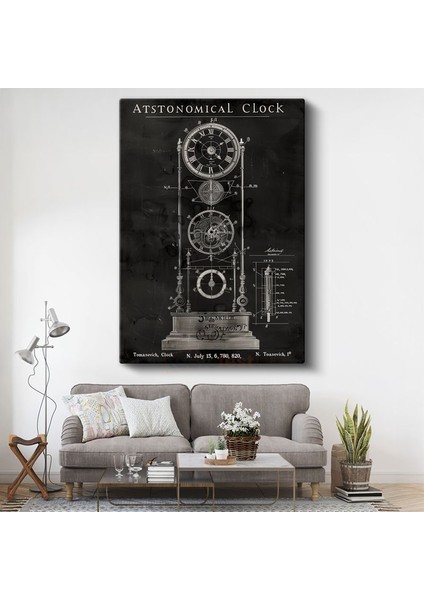 Astronomik Saat - Karmaşık Zaman Mekanizması Kanvas Tablo