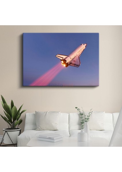 Space Shuttle - Gökyüzünde Yükselen Uzay Mekiği Kanvas Tablo