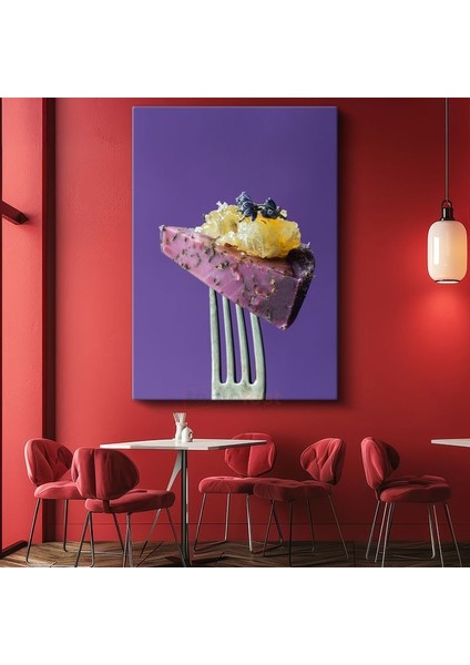 Pembe Pasta Dilimi - Meyve Garnitürlü Tatlı Kanvas Tablo
