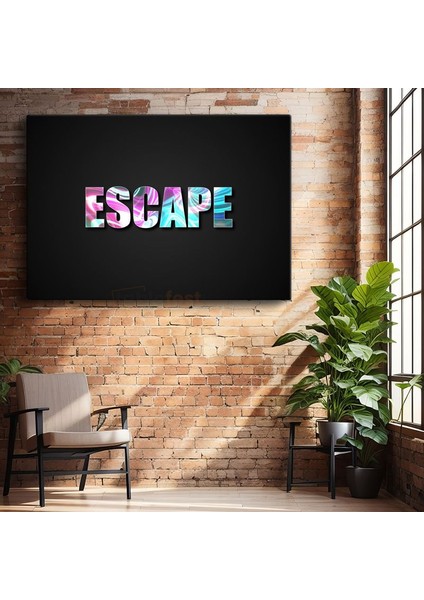 Escape - Holografik Efektli Tipografi Kanvas Tablo