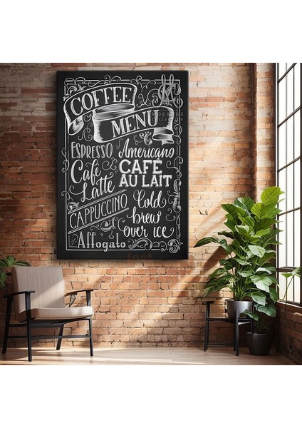 Coffee Menu - Kara Tahta Kafe Menüsü Kanvas Tablo
