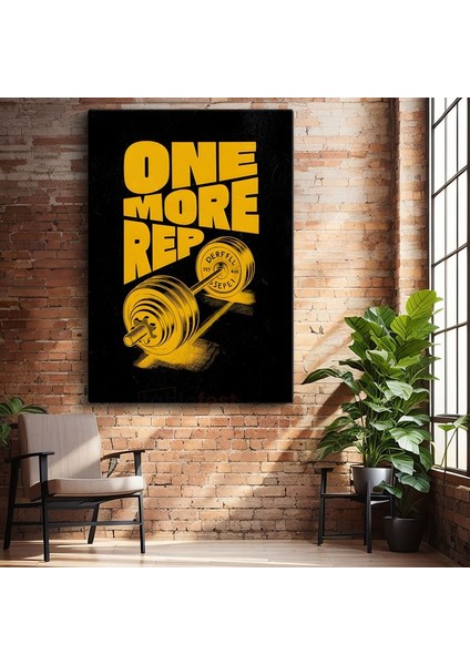 One More Rep - Spor Motivasyon Yazısı Kanvas Tablo