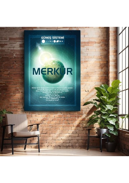 Merkür - Güneş Sistemi Bilgi Tablosu Kanvas Tablo