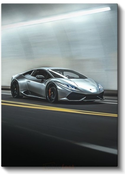 Lamborghini Huracan - Gümüş Süper Otomobil Dinamizmi Kanvas Tablo fiyatları