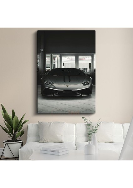 Lamborghini Huracan - Gri Süper Otomobil Kanvas Tablo
