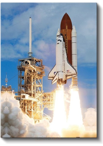 Space Shuttle Discovery - Fırlatma Anı Uzay Aracı Kanvas Tablo