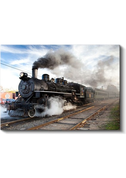 Buharlı Lokomotif 40 - Duman Püskürten Klasik Tren Kanvas Tablo fiyatları
