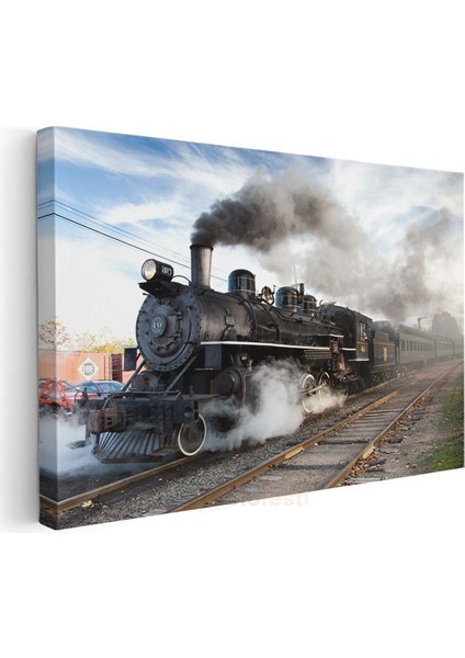 Buharlı Lokomotif 40 - Duman Püskürten Klasik Tren Kanvas Tablo modelleri