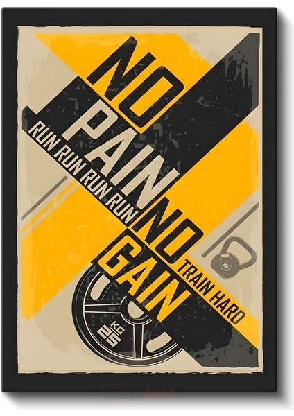 No Pain No Gain - Retro Spor Motivasyon Kanvas Tablo fiyatları