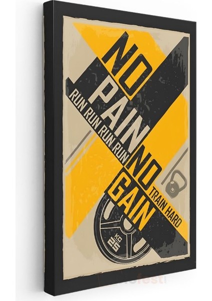 No Pain No Gain - Retro Spor Motivasyon Kanvas Tablo modelleri