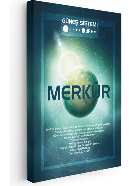 Merkür - Güneş Sistemi Bilgi Tablosu Kanvas Tablo