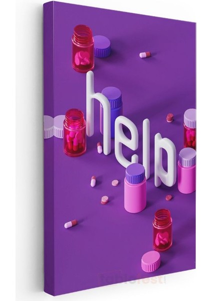 Help - 3D Tipografi Konsepti Kanvas Tablo modelleri