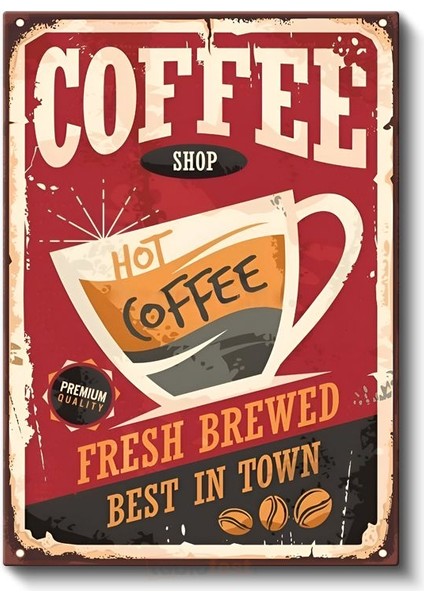 Coffee Shop - Vintage Kahve Reklamı Kanvas Tablo fiyatları