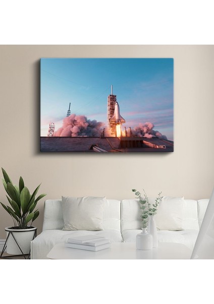 Space Shuttle - Fırlatma Anında Uzay Aracı Kanvas Tablo
