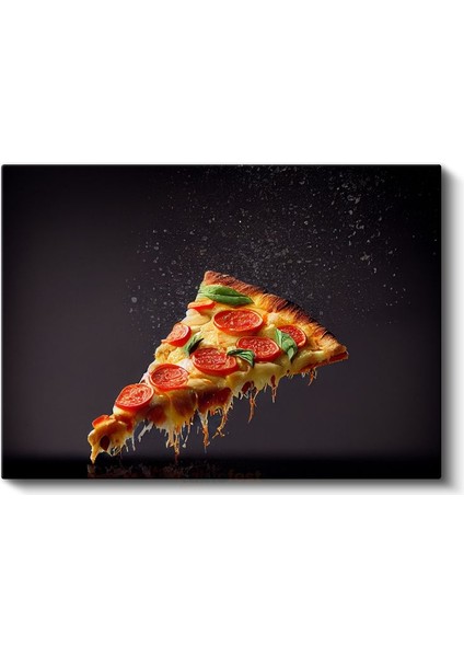 Pizza Dilimi - Eriyen Peynir ve Domates Harmonisi Kanvas Tablo