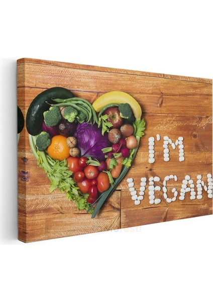 Vegan Kalp - Renkli Sebze ve Meyvelerle Beslenme Sanatı Kanvas Tablo modelleri
