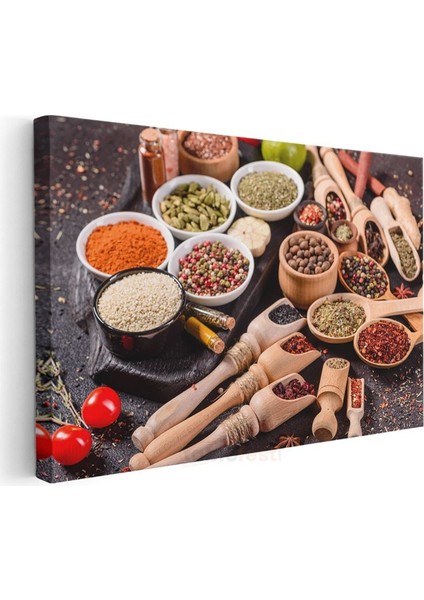 Baharat Koleksiyonu - Ahşap Kaşıklarda Rengarenk Lezzetler Kanvas Tablo modelleri