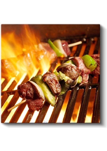Mangal Keyfi - Ateşte Pişen Şiş Kebap Kanvas Tablo
