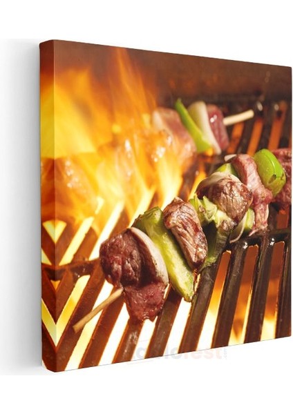 Mangal Keyfi - Ateşte Pişen Şiş Kebap Kanvas Tablo