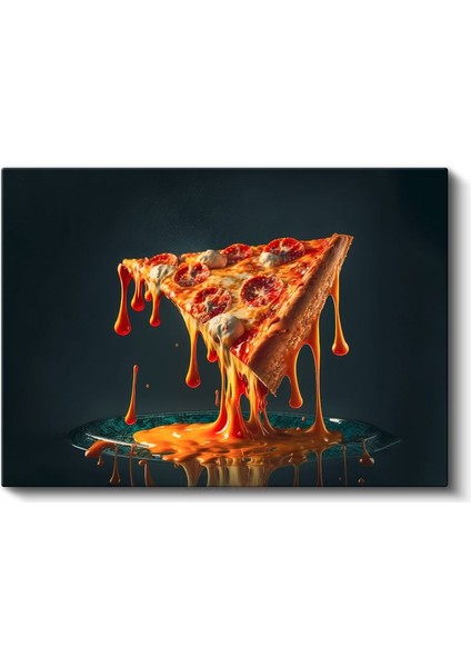 Eriyen Peynirli Pizza - Lezzetin Akışkan Hali Kanvas Tablo