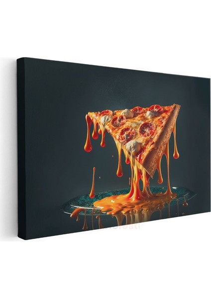 Eriyen Peynirli Pizza - Lezzetin Akışkan Hali Kanvas Tablo