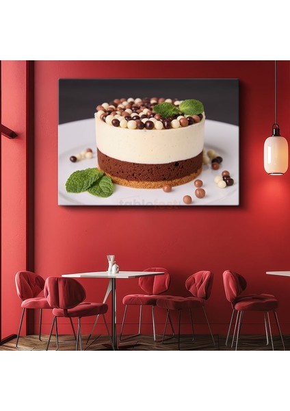 Çikolatalı Pasta - Renkli Toplarla Süslenmiş Kanvas Tablo