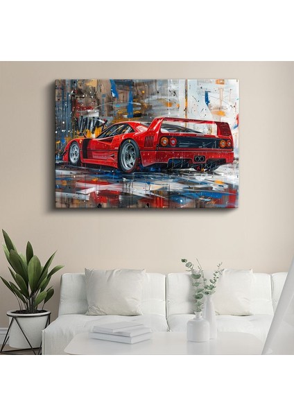 Ferrari F40 - Kırmızı Italyan Süper Otomobil Sanatsal Kanvas Tablo