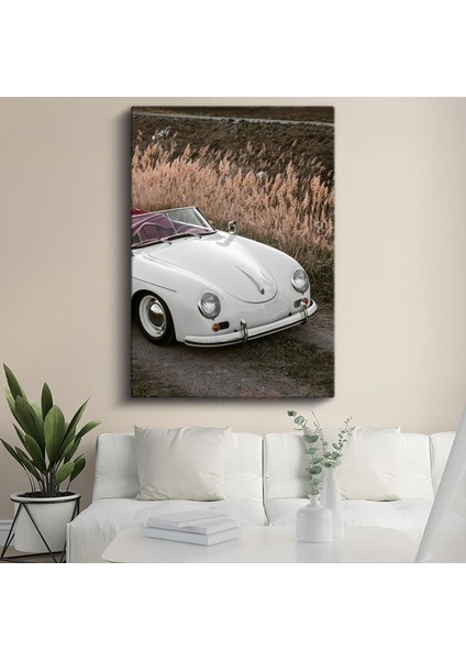 Porsche 356 Speedster - Klasik Beyaz Cabrio Zarafeti Kanvas Tablo