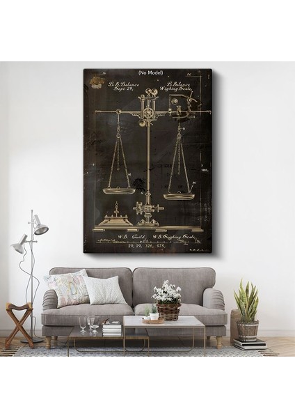 Terazi - Antik Tartı Aleti Patent Çizimi Kanvas Tablo