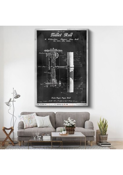 Tuvalet Kağıdı Rulosu - 1891 Tarihli Ilginç Patent Kanvas Tablo