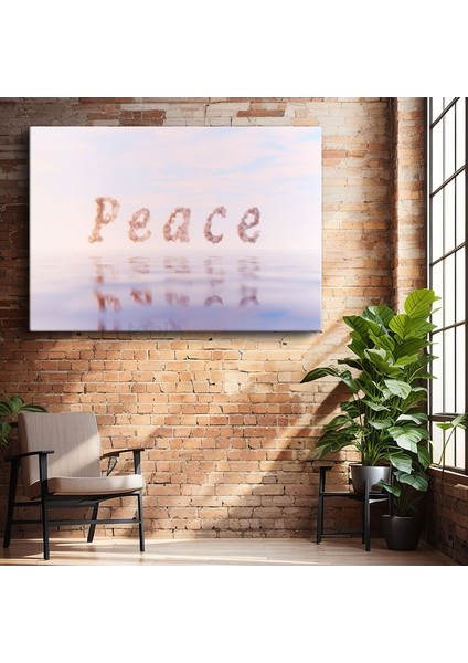 Peace - Bulut Yazılı Huzur Teması Kanvas Tablo