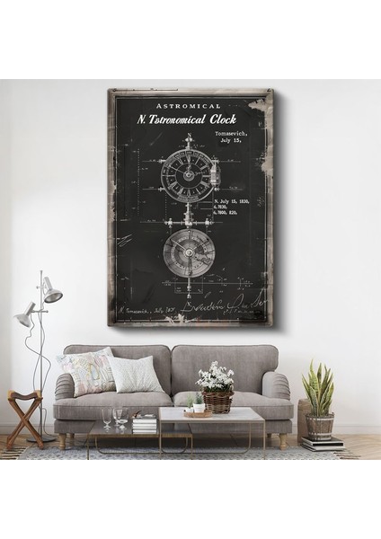 Astronomik Saat - 1830 Bilimsel Alet Tasarımı Kanvas Tablo
