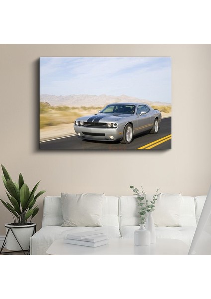 Dodge Challenger - Çöl Yolunda Amerikan Muscle Kanvas Tablo