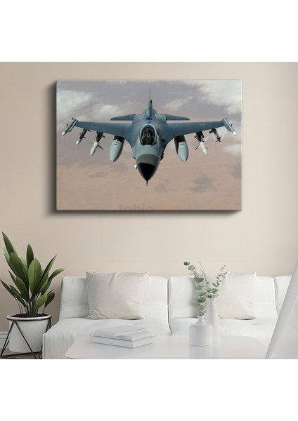 F-16 Savaş Uçağı - Havada Görev Başında Askeri Jet Kanvas Tablo