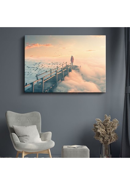 Bulutların Üstünde - Gökyüzü Iskelesinde Yolculuk Kanvas Tablo