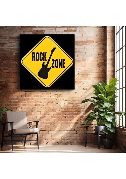 Rock Zone - Müzik Temalı Uyarı Işareti Kanvas Tablo
