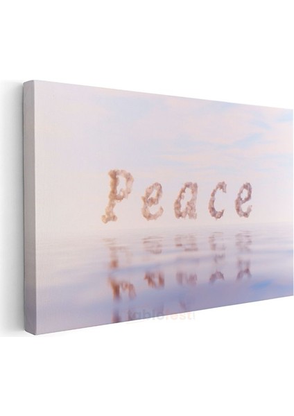 Peace - Bulut Yazılı Huzur Teması Kanvas Tablo modelleri