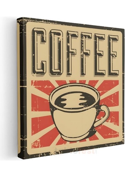 Coffee - Vintage Kahve Tabelası Kanvas Tablo