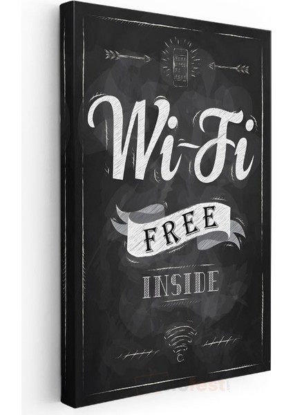 Wi-Fi Free Inside - Kara Tahta Kafe Tabelası Kanvas Tablo modelleri