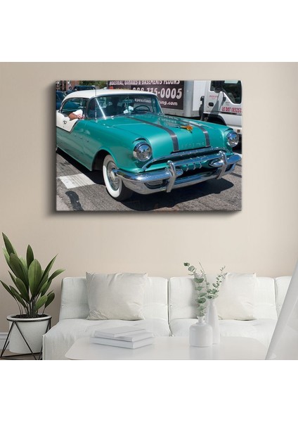 Pontiac Chieftain - Turkuaz Klasik Amerikan Arabası Kanvas Tablo