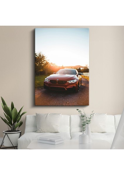 Bmw M4 - Gün Batımında Kırmızı Performans Kanvas Tablo