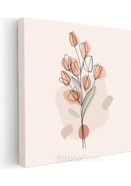 Minimalist Laleler - Ince Çizgili Soyut Çiçek Deseni Kanvas Tablo modelleri