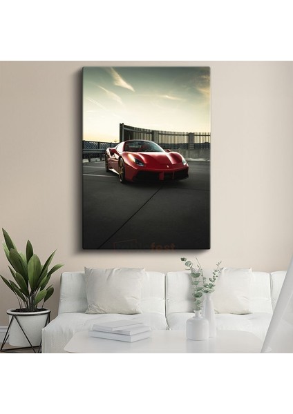 Ferrari 488 - Kırmızı Italyan Süper Spor Otomobil Kanvas Tablo